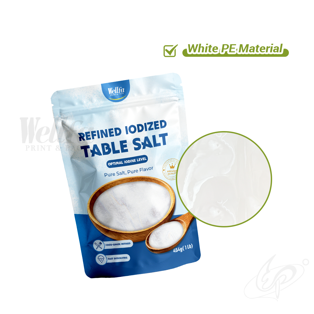 Stand up Pouch White PE High Barrier Seasoning Salt Doypack Pouch