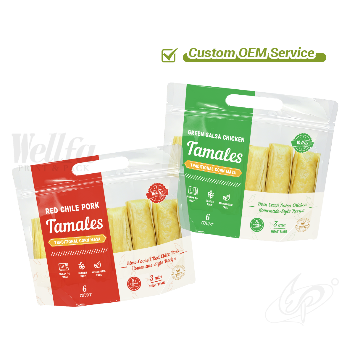 Tamales Doypack with Handle Resealable Stand Up Pouch With Zipper