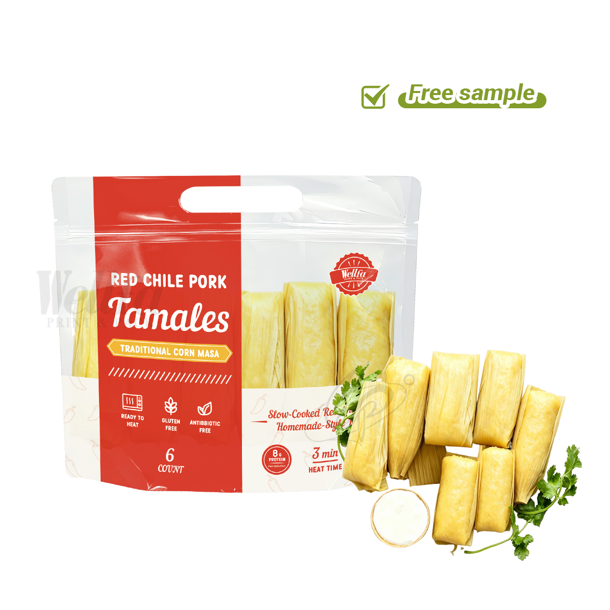 Tamales Stand up Pouch Packaging with clear Window Doypack