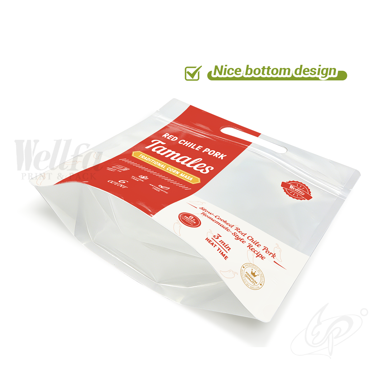 Tamales Stand up Pouch Packaging with clear Window Doypack
