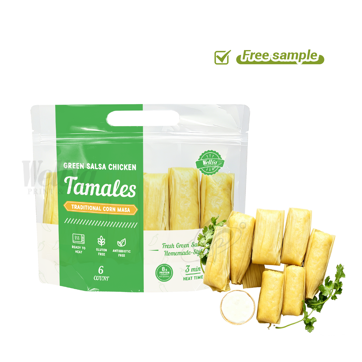 Tamales Doypack with Handle Resealable Stand Up Pouch With Zipper