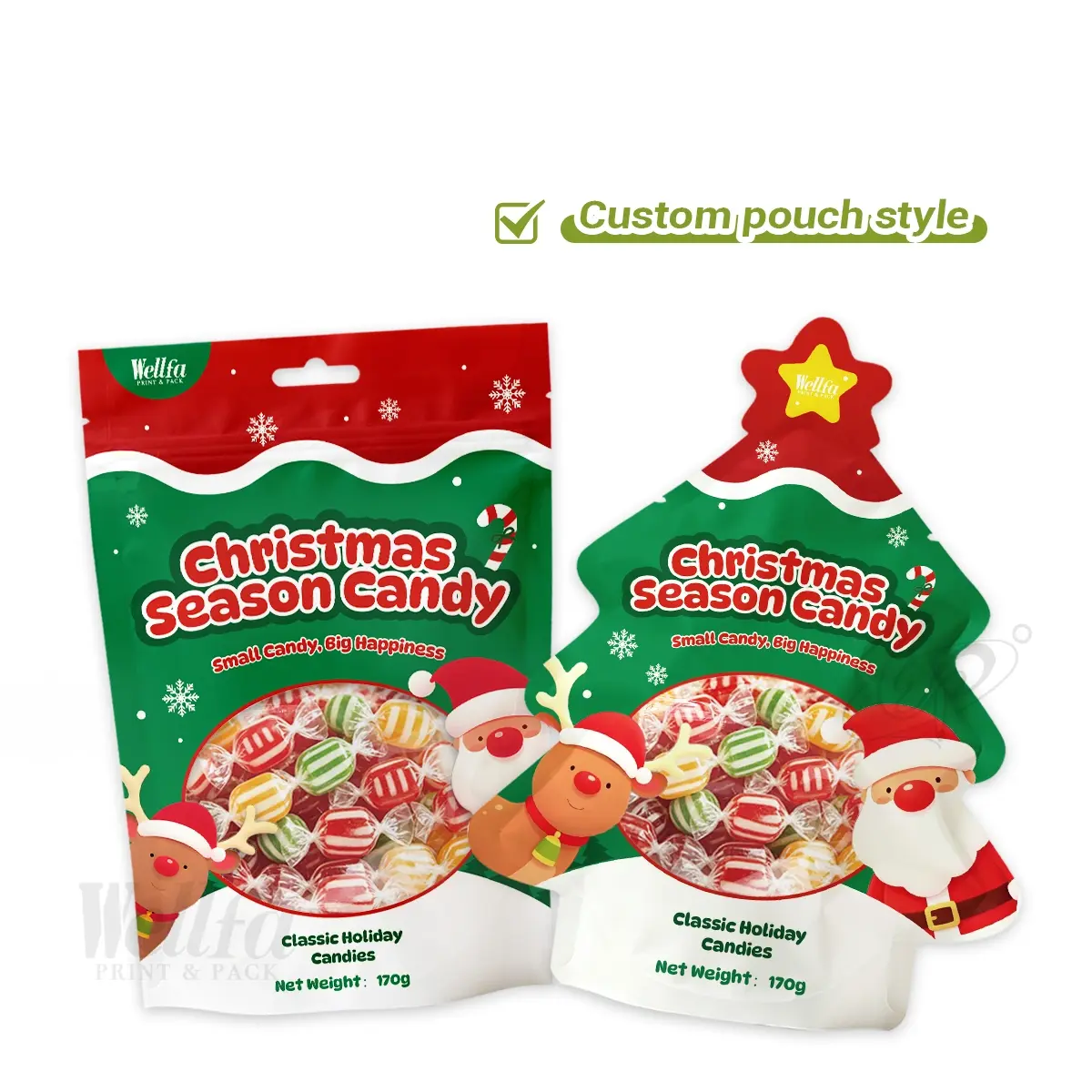 Candy Snacks Merry Christmas Stand up Pouch Wholesale
