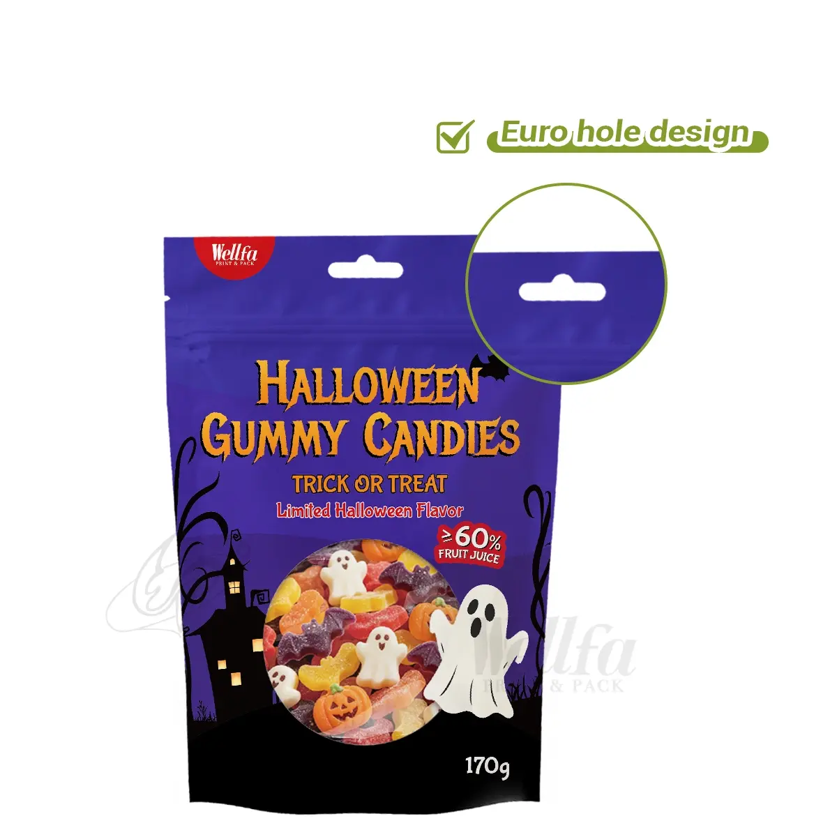 Festive Merry Christmas Candy Mylar Bag Stand up Pouch Envase Doypack