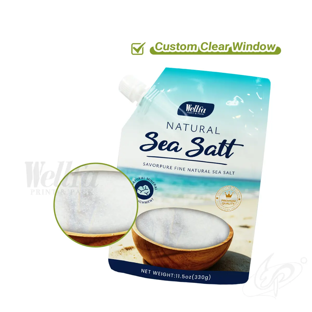 Bath Salt Stand up Pouch White PE Refill Pouch Packaging