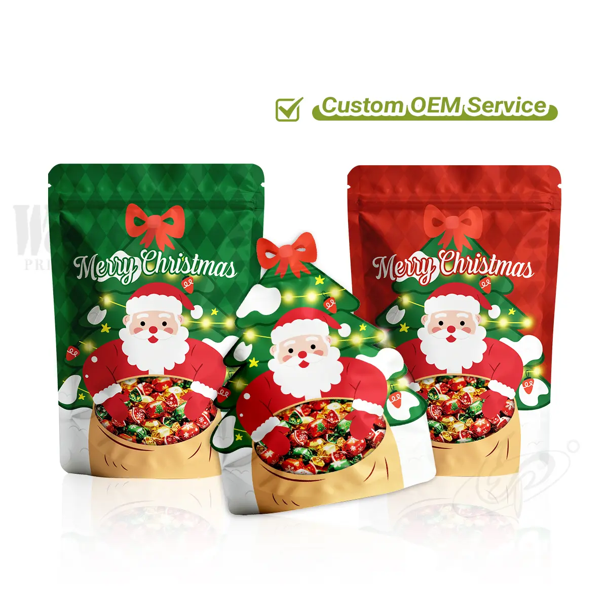 Candy Snacks Merry Christmas Stand up Pouch Wholesale