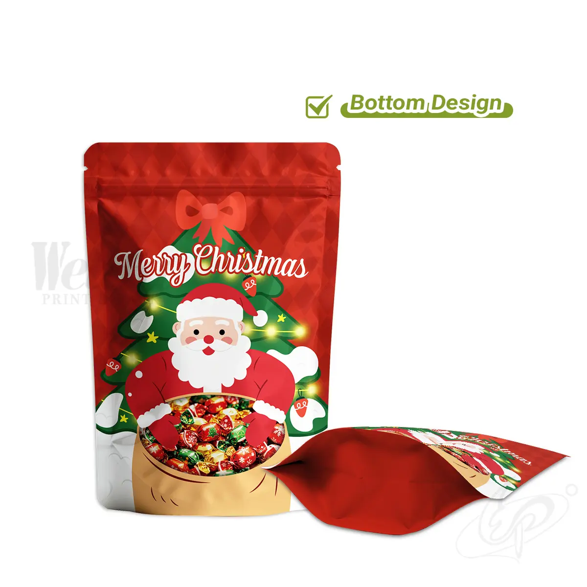 Candy Snacks Merry Christmas Stand up Pouch Wholesale