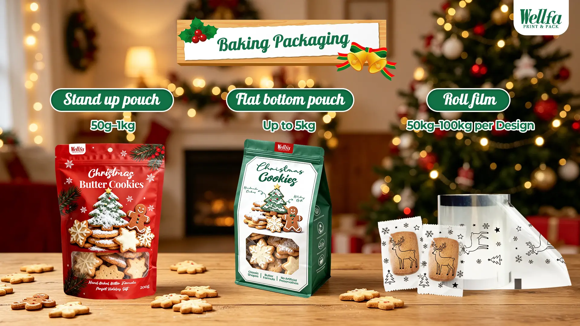 Christmas theme packaging | One-stop design and production service for packaging of cookies, roast chicken, popcorn and coffee - WELLFA 2 Christmas theme packaging 2