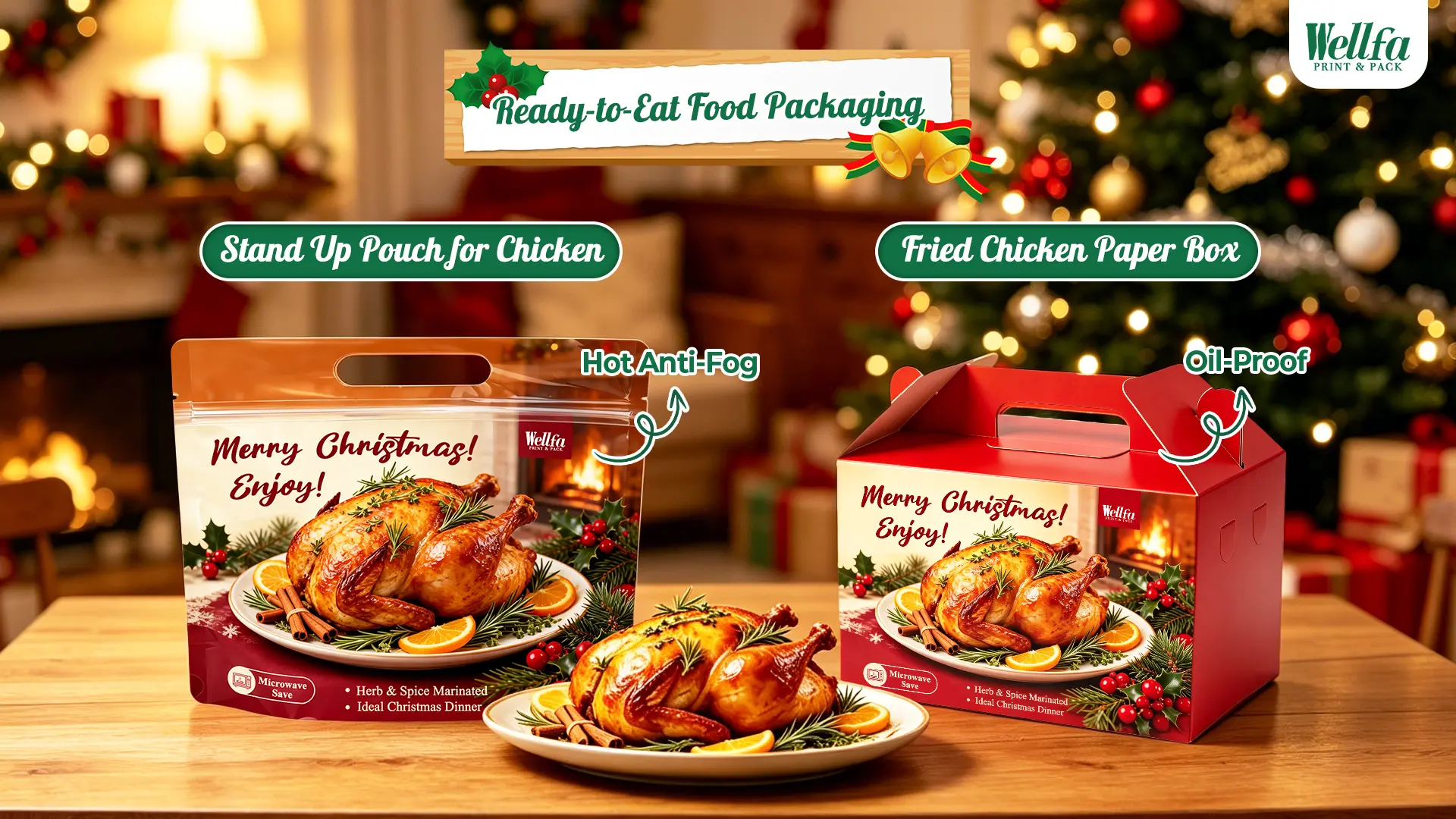 Christmas theme packaging | One-stop design and production service for packaging of cookies, roast chicken, popcorn and coffee - WELLFA 3 Christmas theme packaging 3