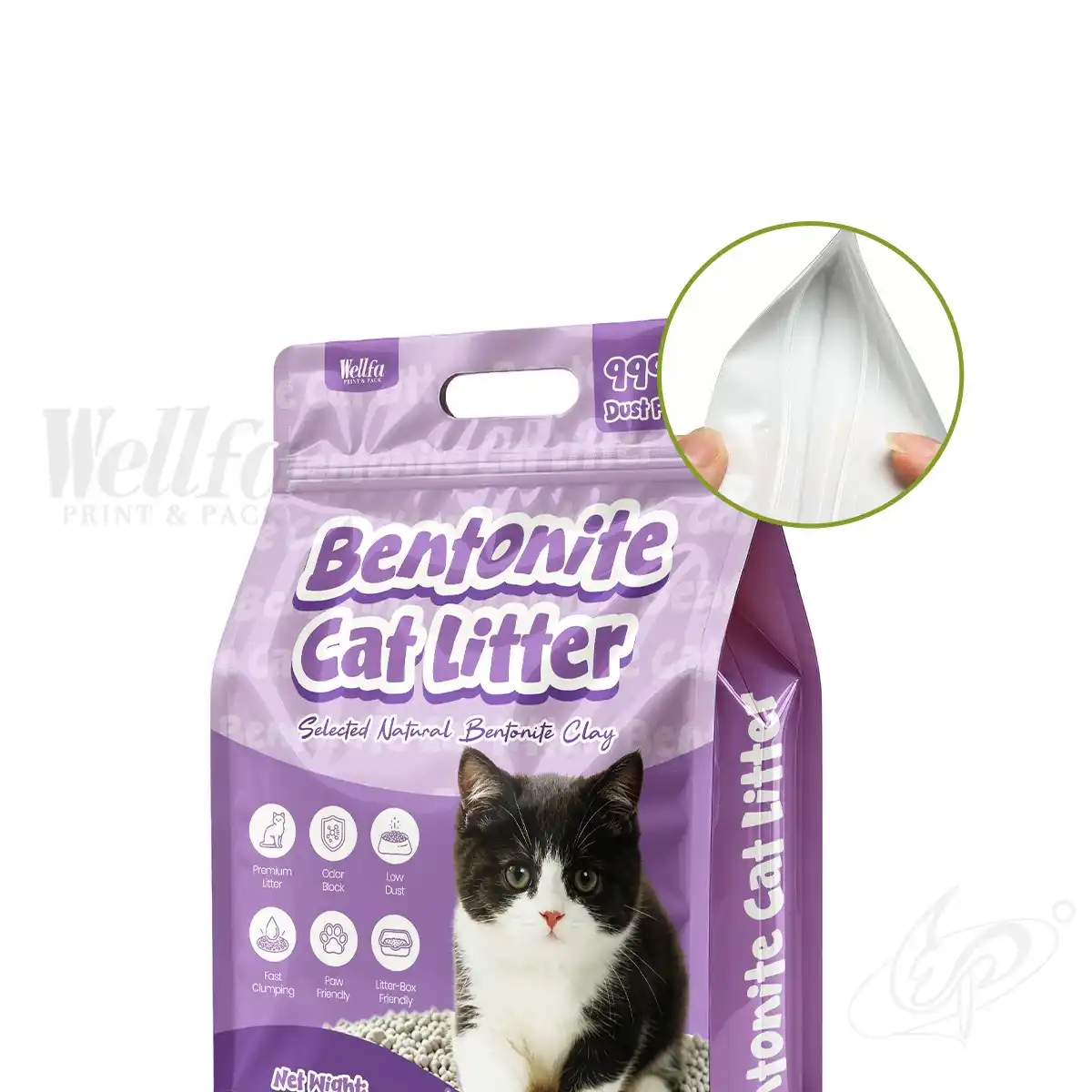High Barrier Bentonite Cat Litter Flat Bottom Pouch