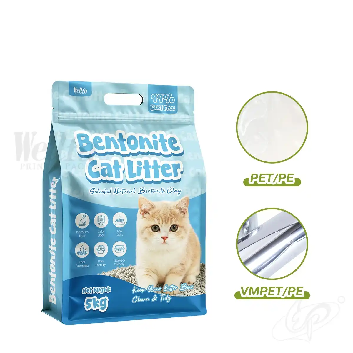 5kg 10kg Bentonite Cat Litter Packaging Bag