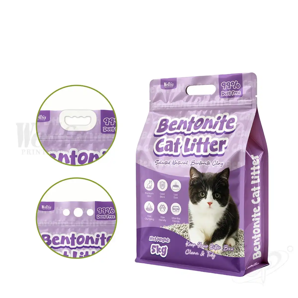 High Barrier Bentonite Cat Litter Flat Bottom Pouch