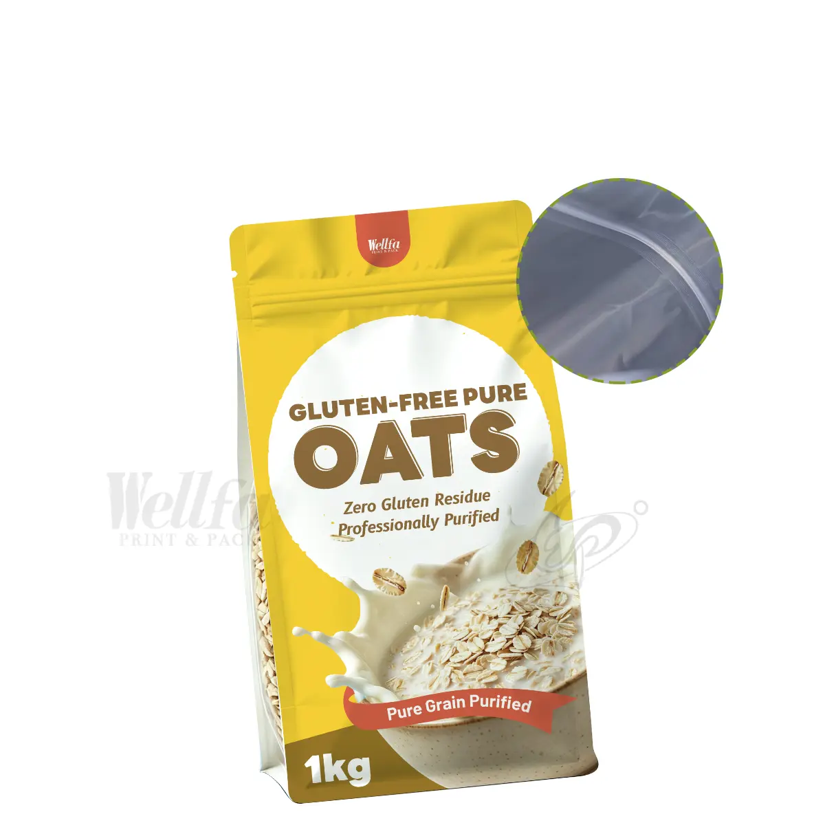 1kg Muesli Oat Flat Bottom Pouch Cereal Clear Window