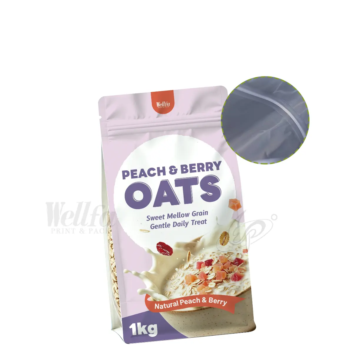 Mix Oat Cereal Packaging Bag Zipper Flat Bottom Pouch