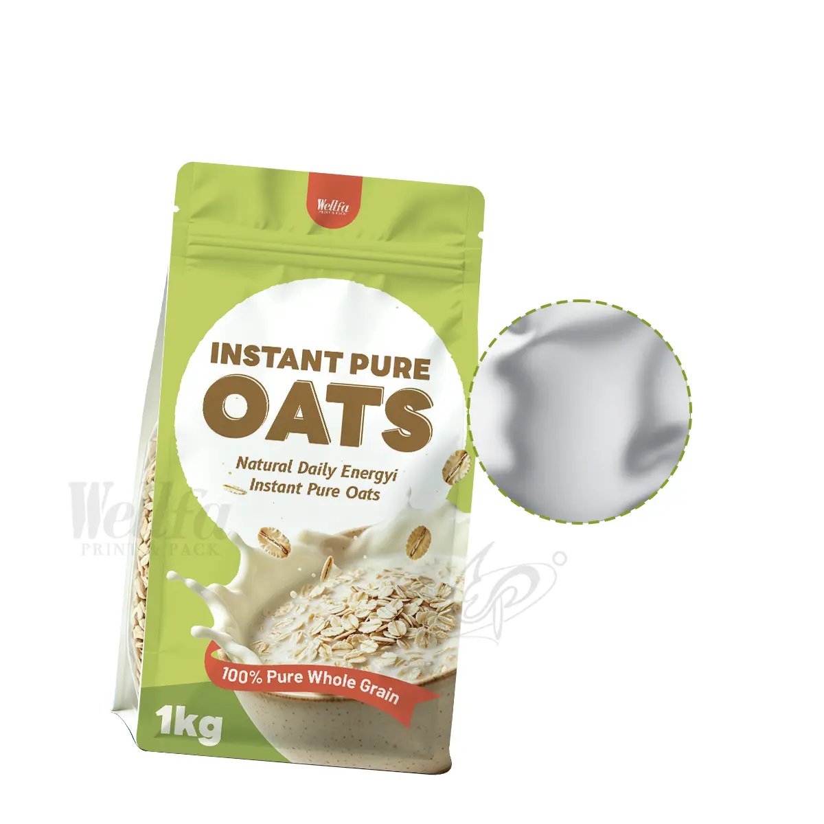1kg Muesli Oat Flat Bottom Pouch Cereal Clear Window