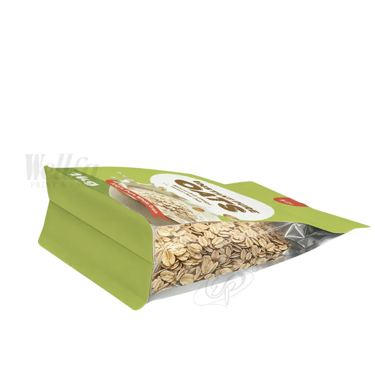 Muesli Oats Packaging Bag With Window Flat Bottom Pouch