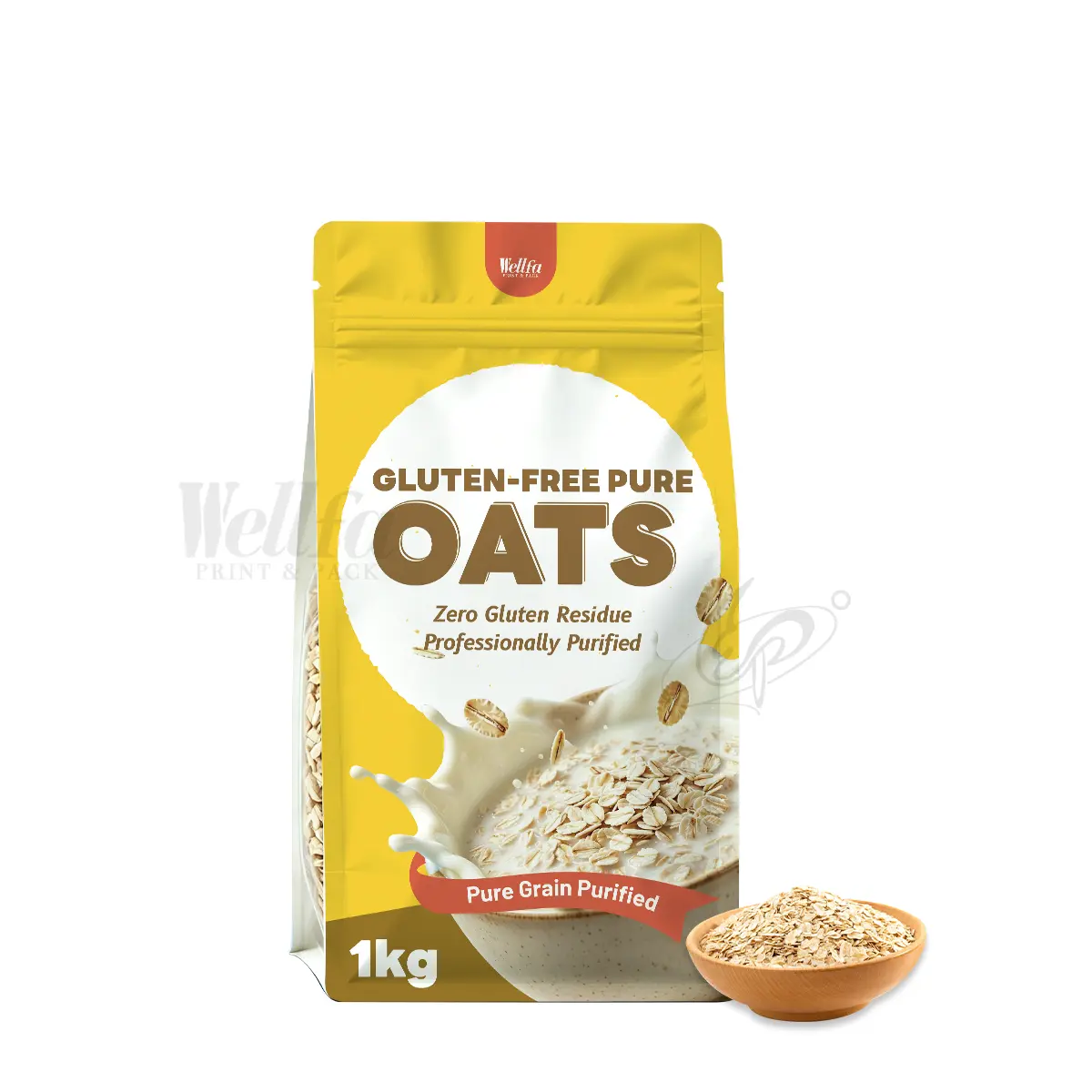 Mix Oat Cereal Packaging Bag Zipper Flat Bottom Pouch