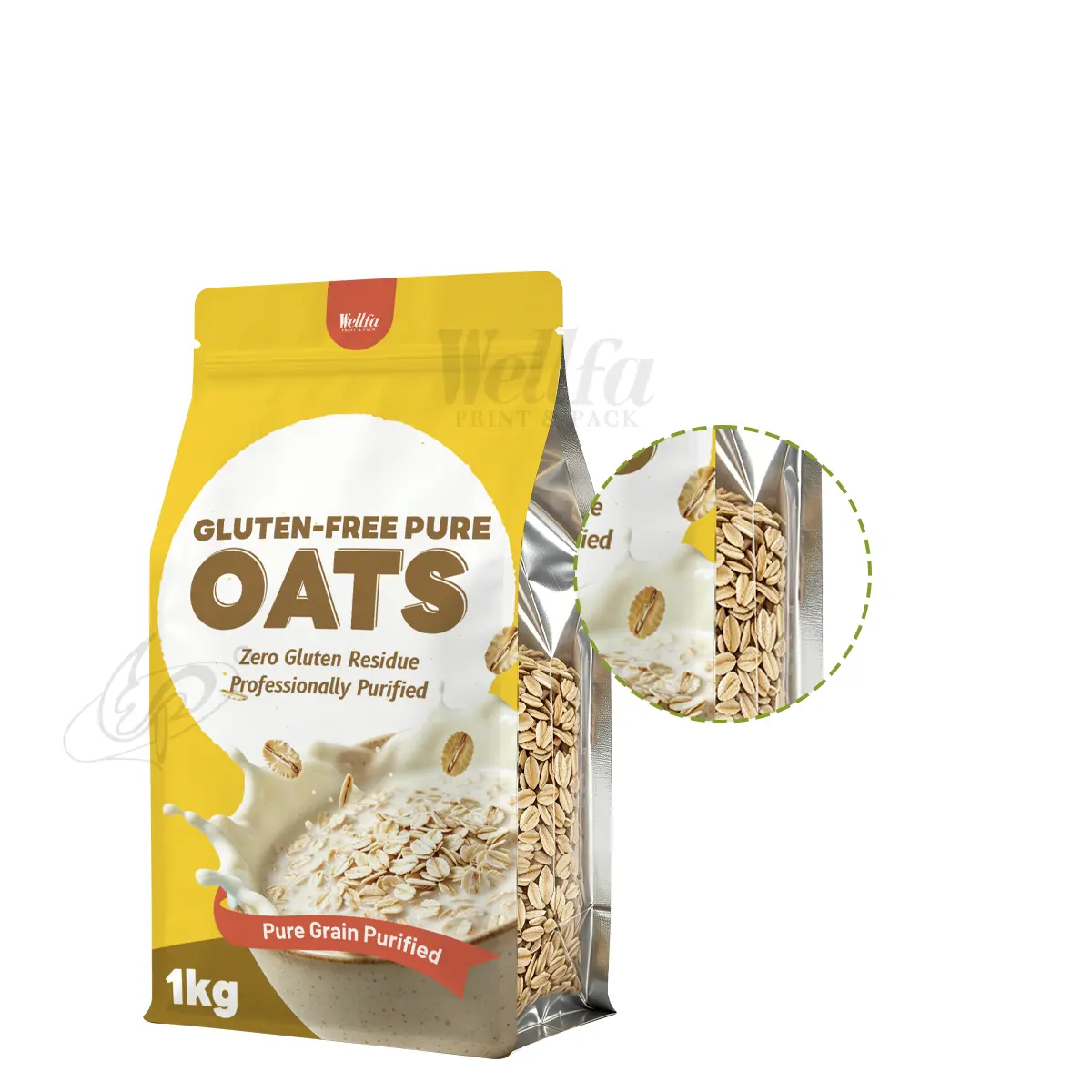 1kg Muesli Oat Flat Bottom Pouch Cereal Clear Window