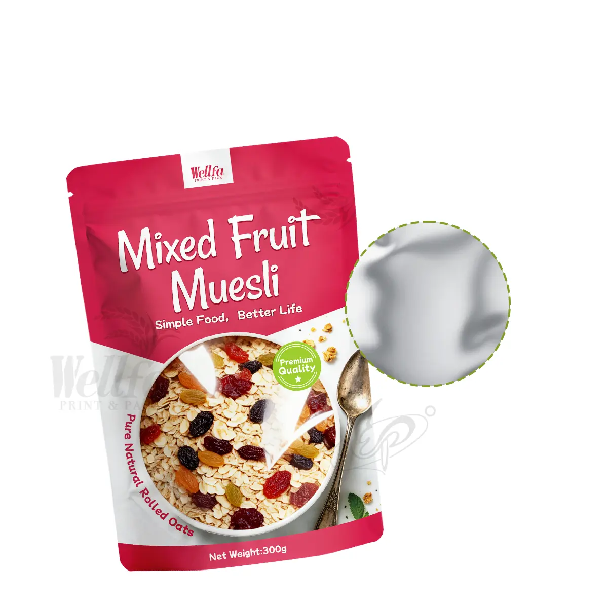 Mixed Fruit Muesli Packaging Stand up Pouch Doypack
