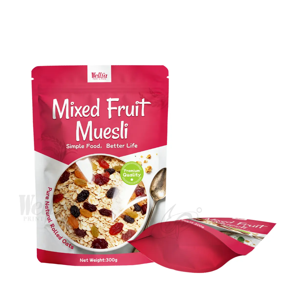 Mixed Fruit Muesli Packaging Stand up Pouch Doypack