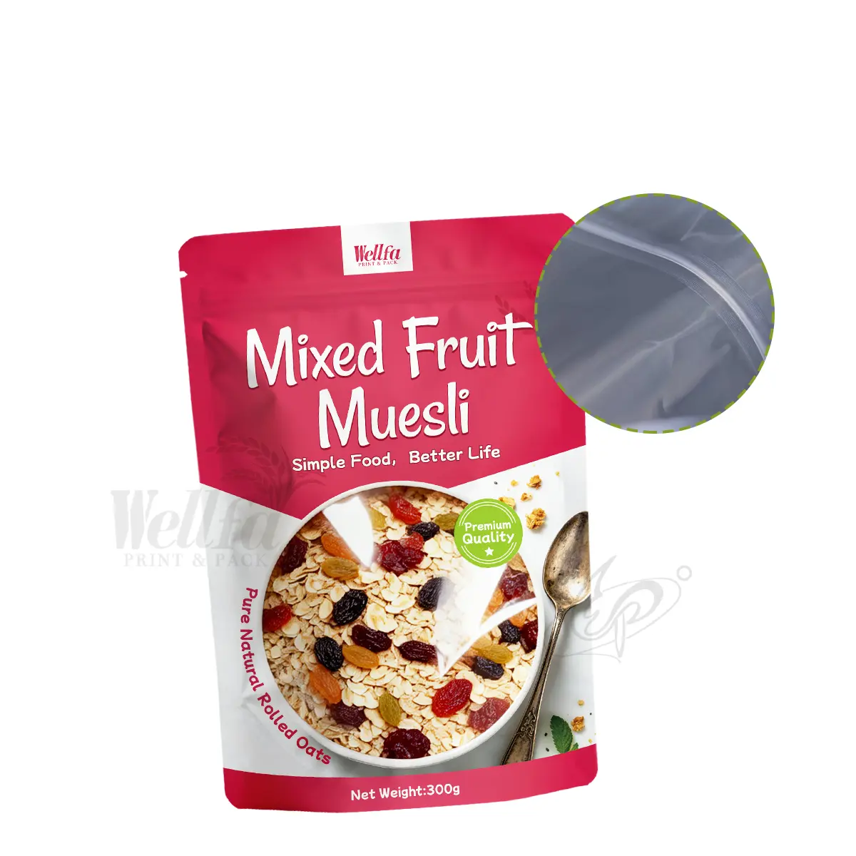 Mixed Fruit Muesli Packaging Stand up Pouch Doypack