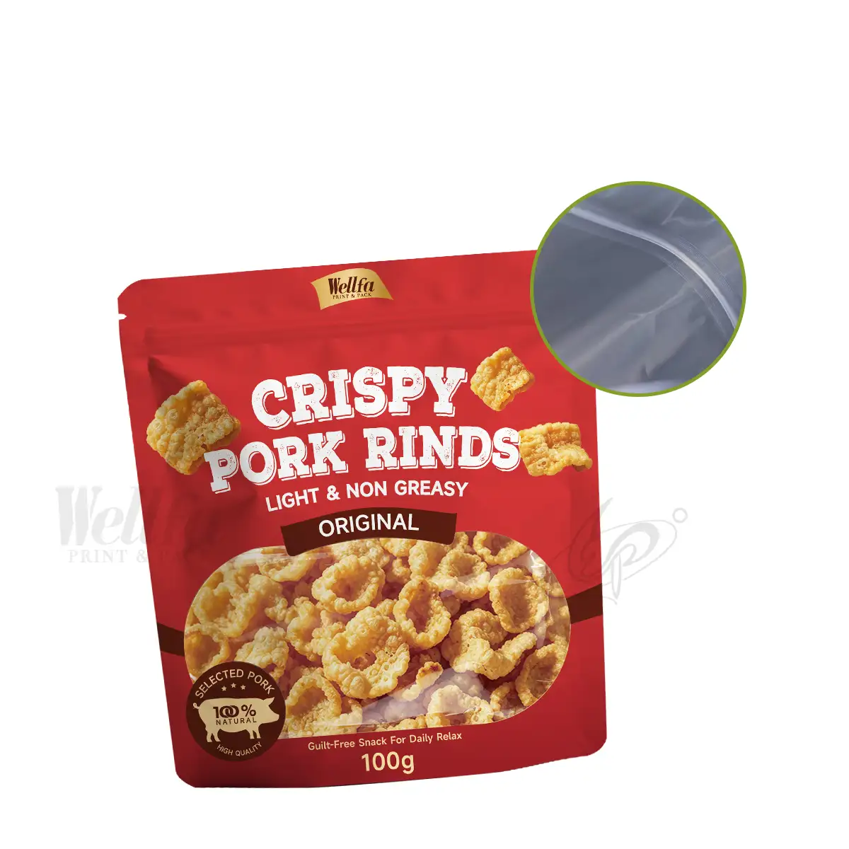 Pork Rinds Packaging Bag Zipper Stand up Pouch