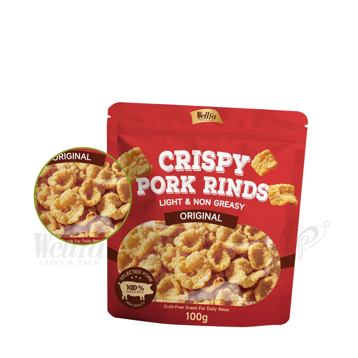 Pork Rinds Packaging Bag Zipper Stand up Pouch