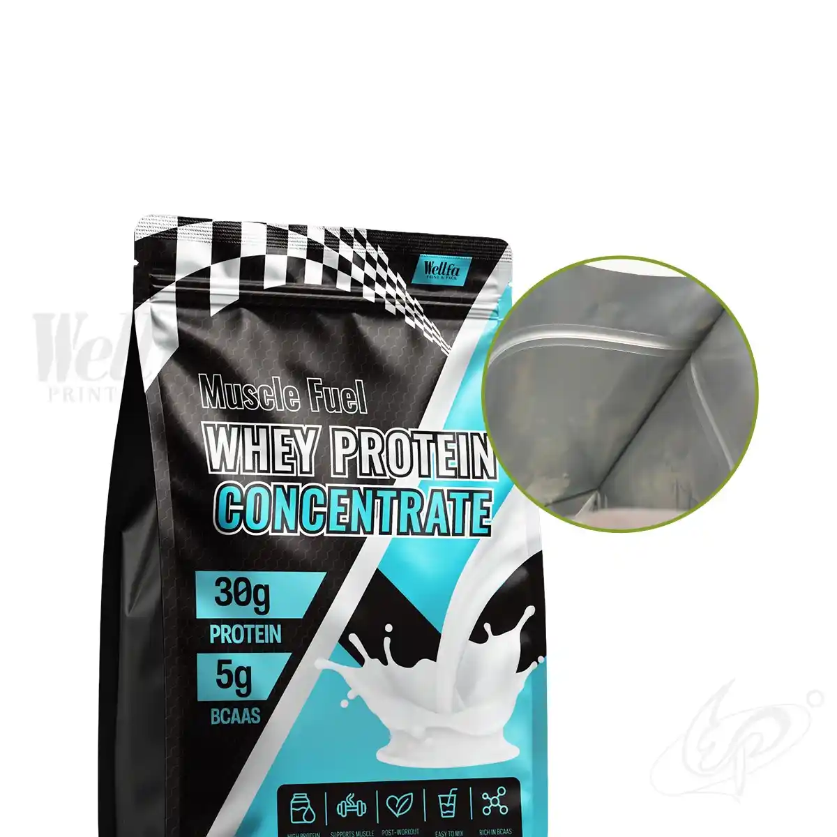 Whey Protein Powder Packaging Flat Bottom Pouch