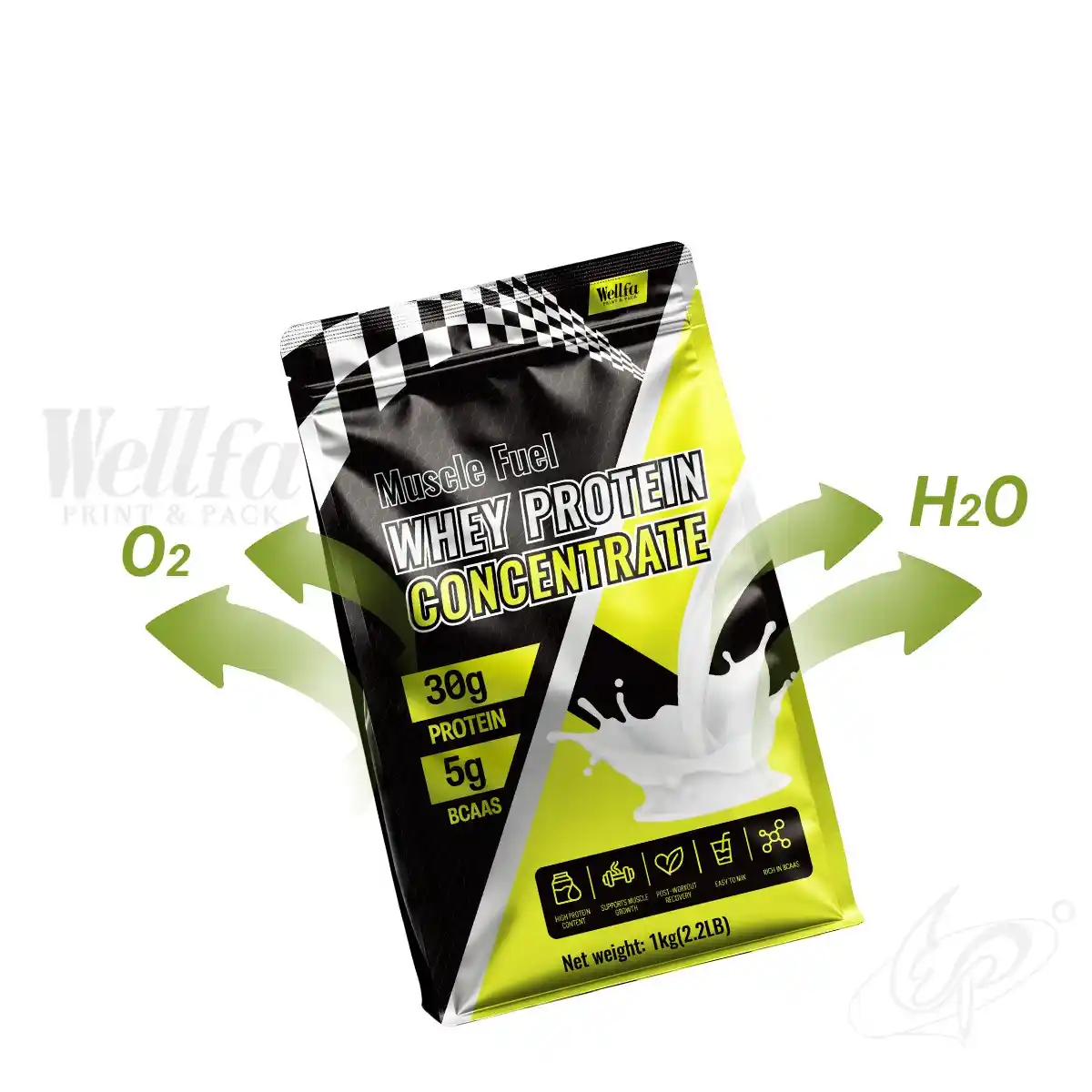 Whey Protein Powder Packaging Flat Bottom Pouch