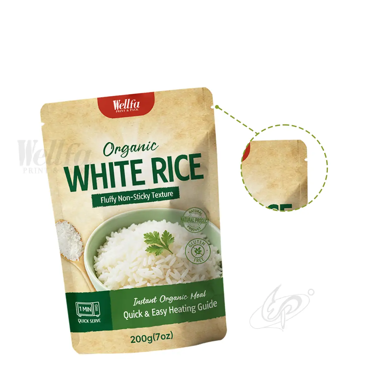 White Rice Retort Pouch Doypack High Barrier