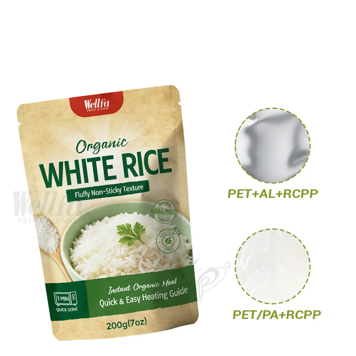 White Rice Retort Pouch Doypack High Barrier