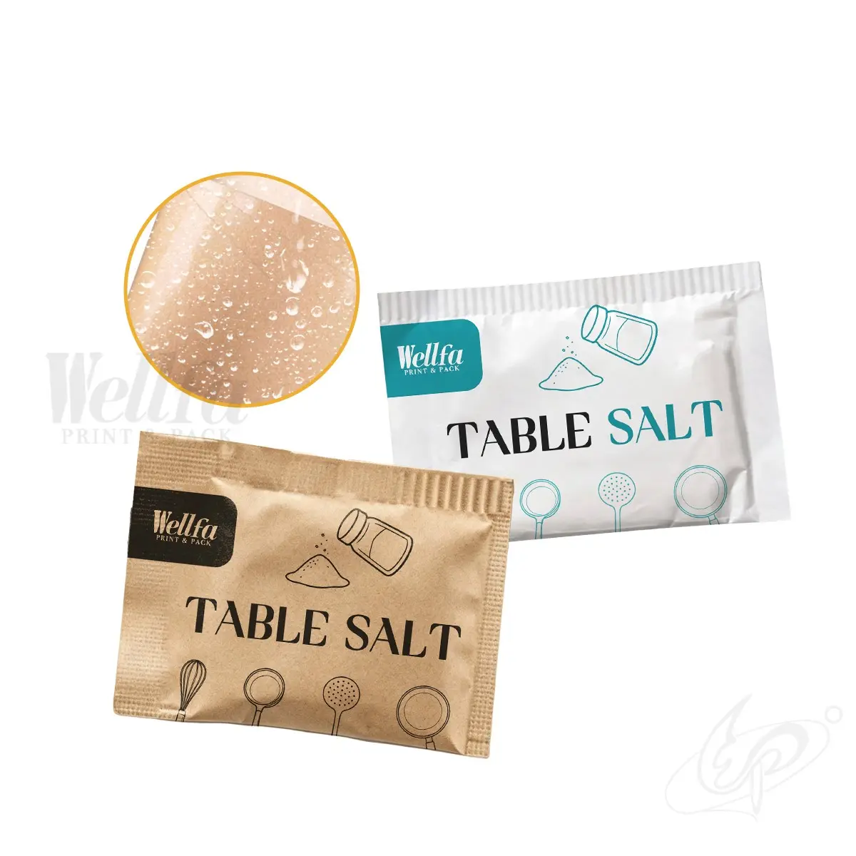 White Cane Sugar Pure Table Salt Sachet Waterproof