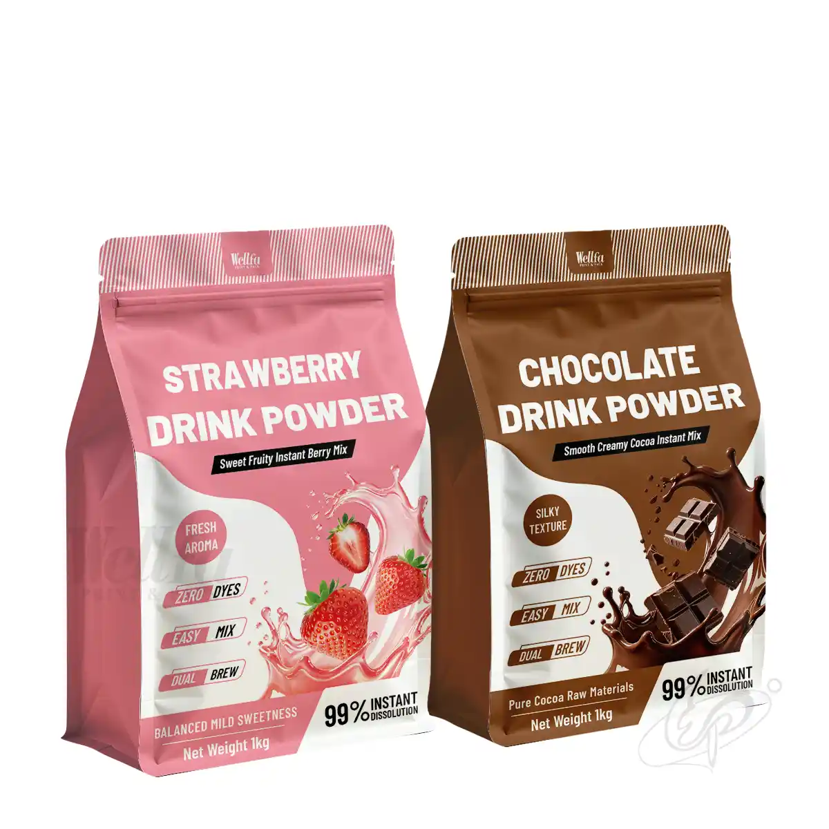 Drink Cocoa Powder Packaging Bag Flat Bottom Pouch