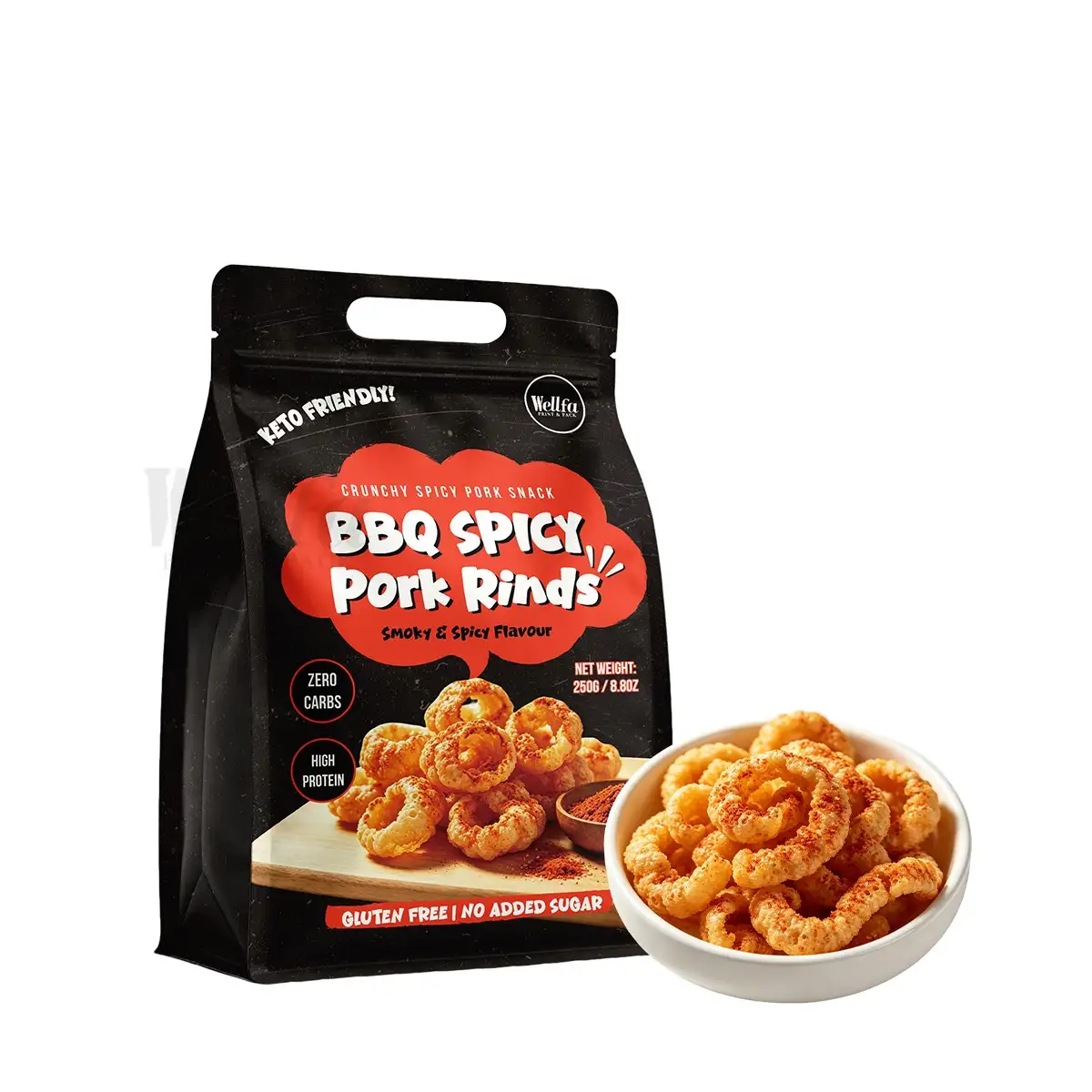 250g Crispy Pork Rinds Snacks Flat Bottom Pouch
