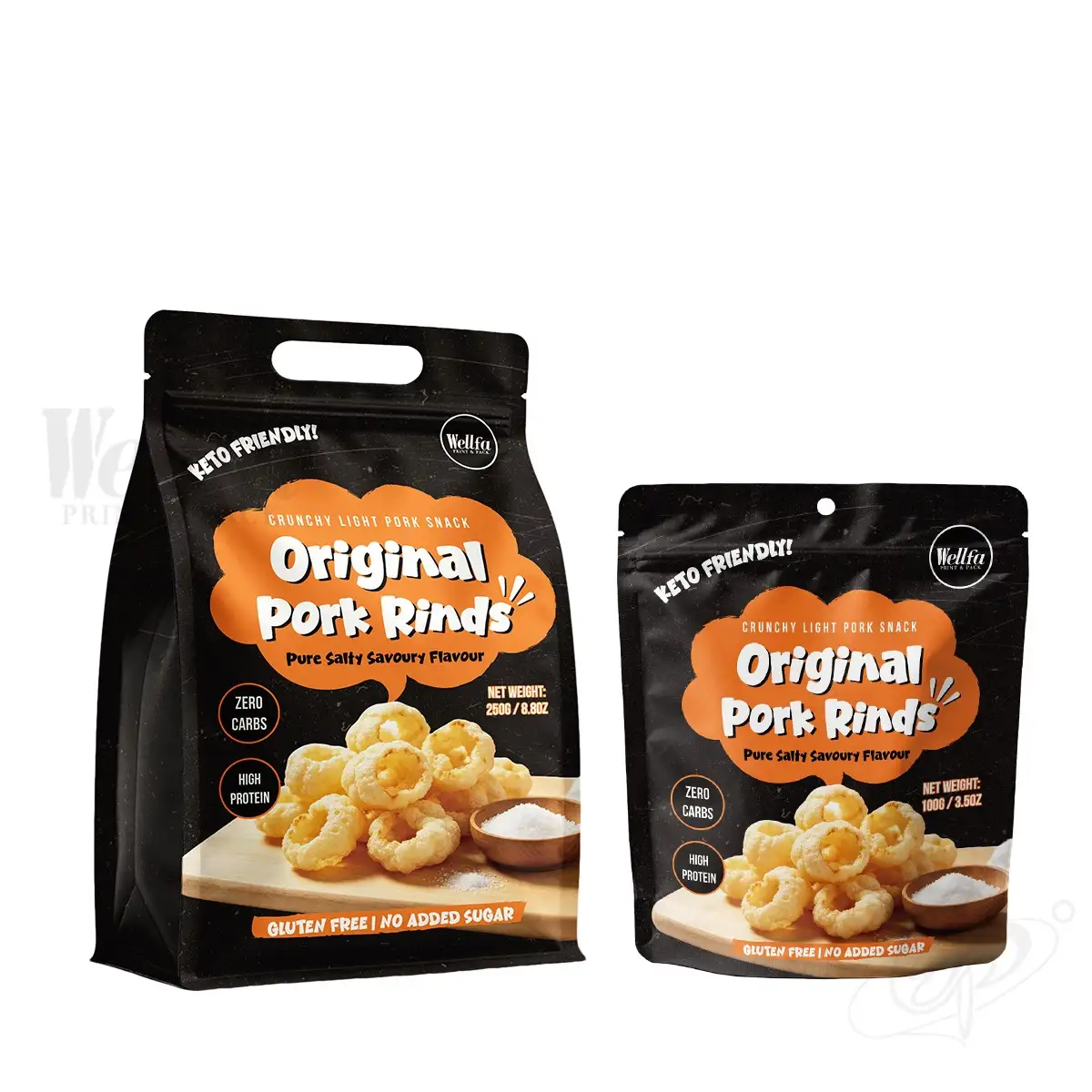 250g Crispy Pork Rinds Snacks Flat Bottom Pouch