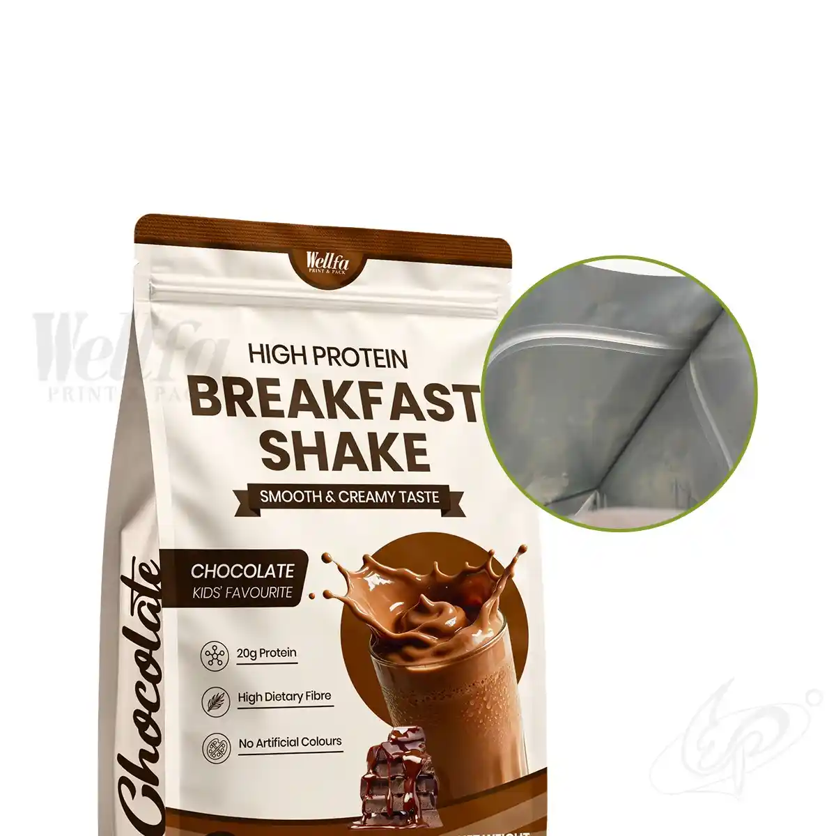 Breakfast Shake Protein Powder Flat Bottom Pouch