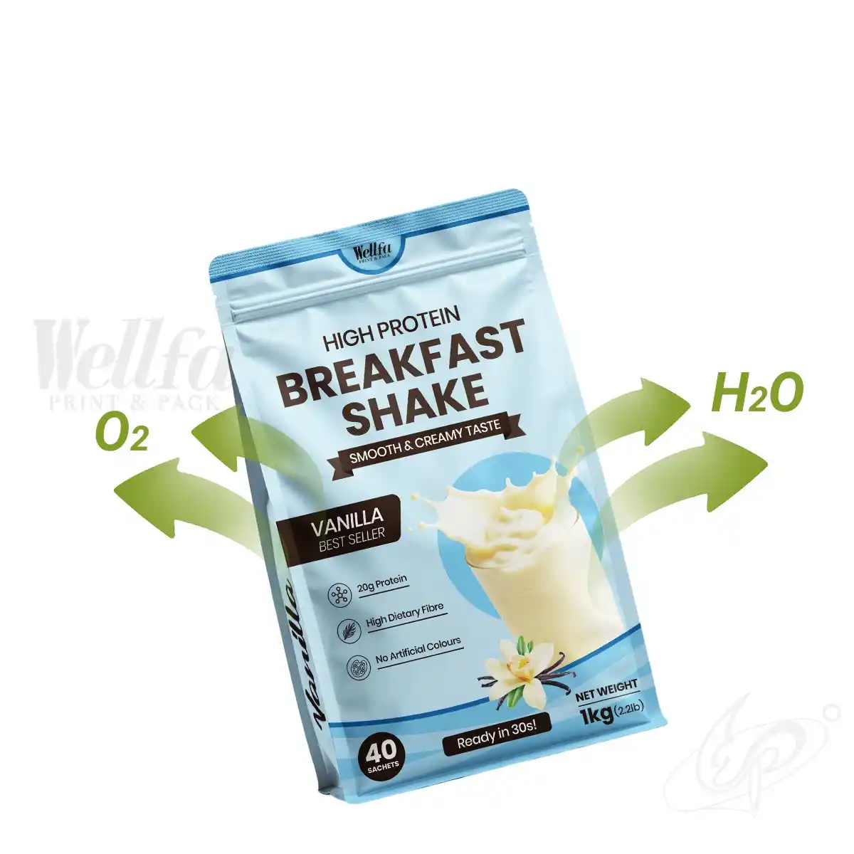 Breakfast Shake Protein Powder Flat Bottom Pouch