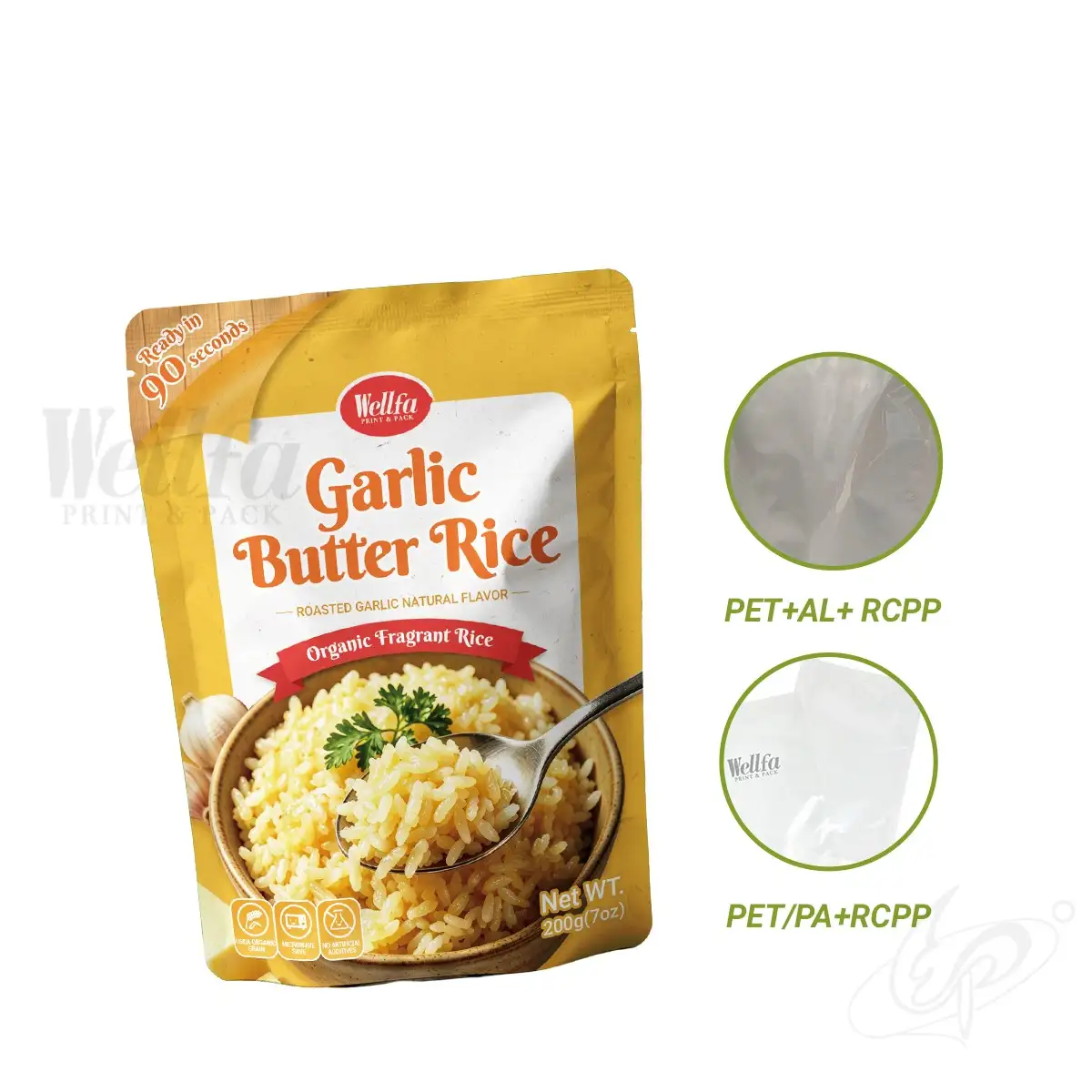 Garlic Butter Rice Retort Packaging High Temperature