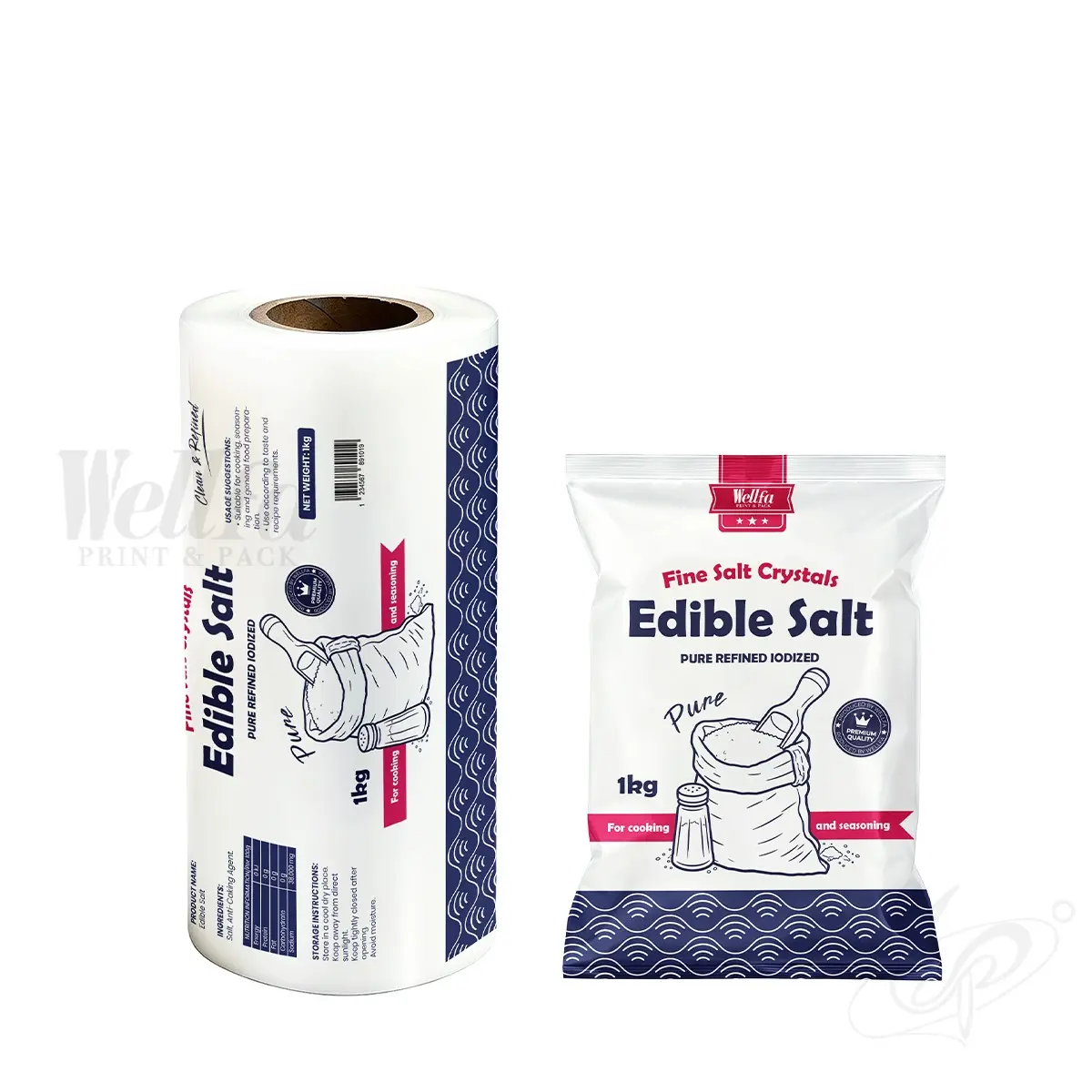 White PE Granulated Sugar Packaging Bag Flat Bottom