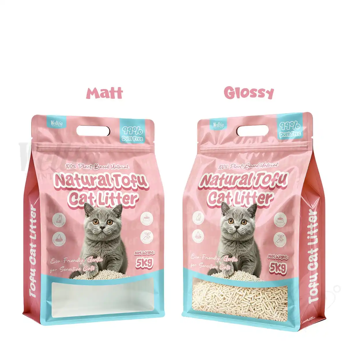 5kg 10kg 15kg Tofu Cat Litter Pouch Flat Bottom Bag