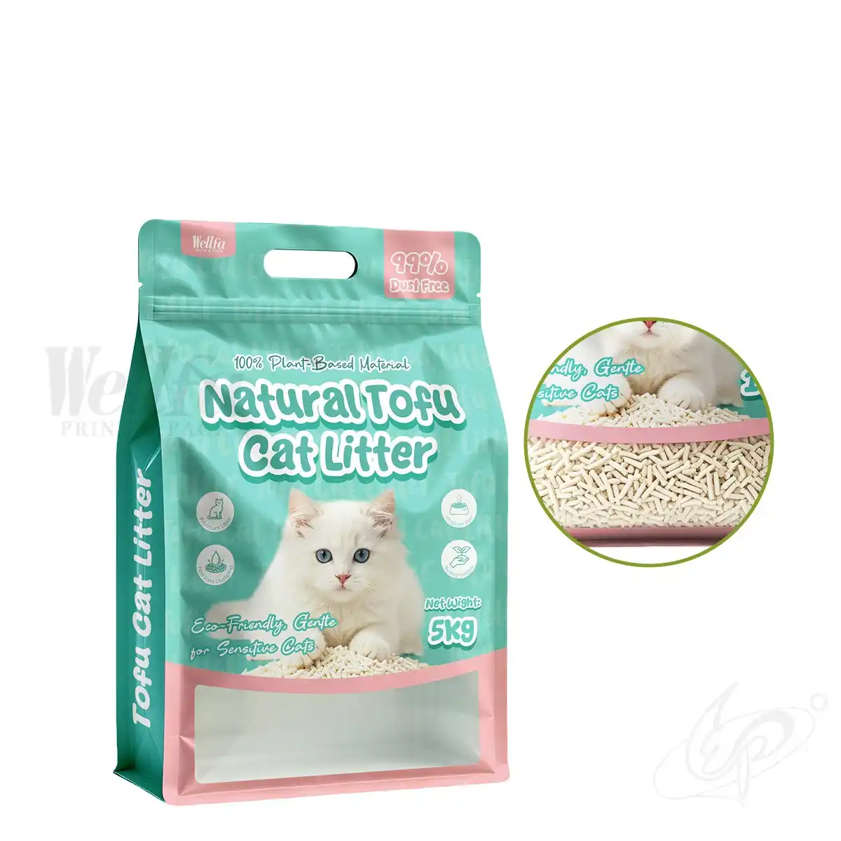 Leak Proof Tofu Cat Litter Flat Bottom Pouch 5kg 15kg