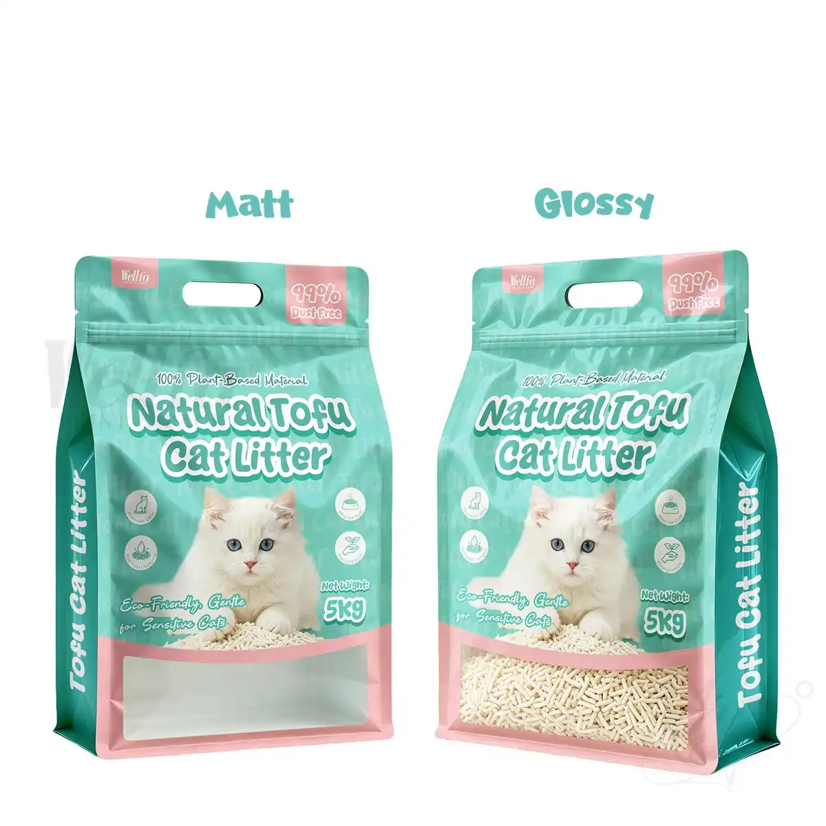 Leak Proof Tofu Cat Litter Flat Bottom Pouch 5kg 15kg