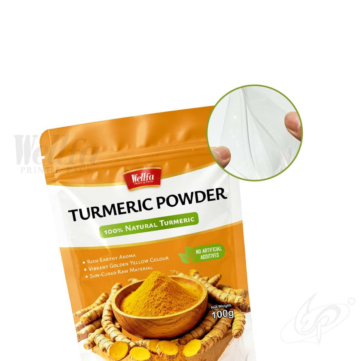 Turmeric Powder Packaging Stand up Pouch Doypack