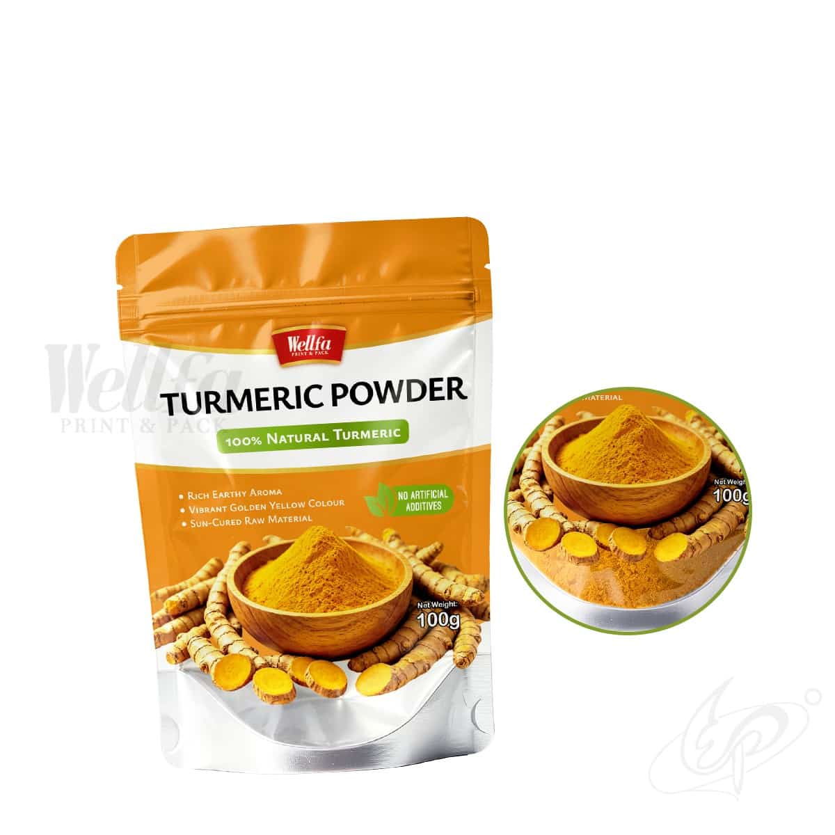 Turmeric Powder Packaging Stand up Pouch Doypack